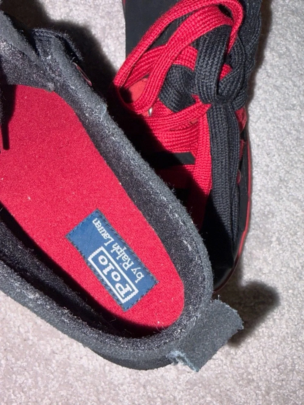 Polo by Ralph Lauren Black and Red Mid-Top Sneakers